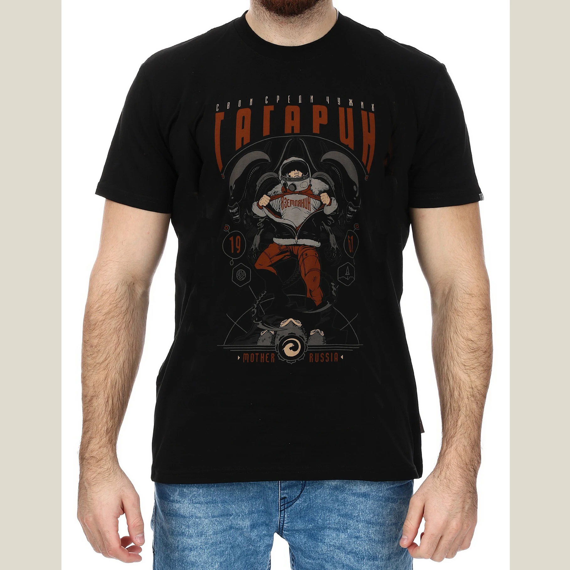 Soviet Cosmonaut Yuri Gagarin T-Shirt New Harajuku 100% Cotton Short Sleeve O-Neck Casual Mens T-shirt Streetwear