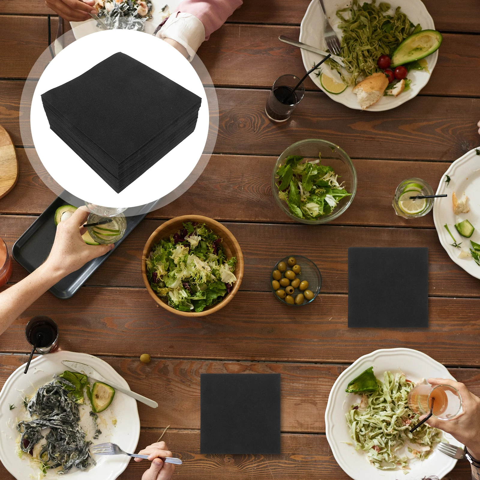 Tovaglioli di carta neri senza polvere da 50 pezzi 25x25 cm Forniture per feste in hotel usa e getta Tovaglioli decorativi per le vacanze Assorbimento avanzato