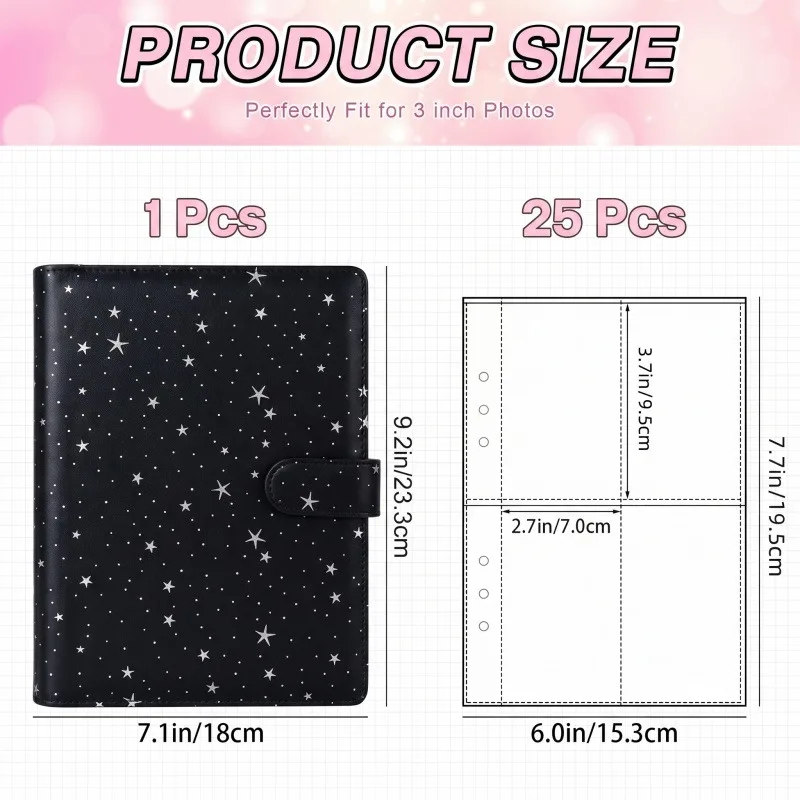 25er-Pack Seiten (4 Fächer) Fotokarten A5-Ordner K-Pop Fotoalben Idol-Karten Loseblatt-Sammelbuch Ordner Fotokartenhalter – Detail 18