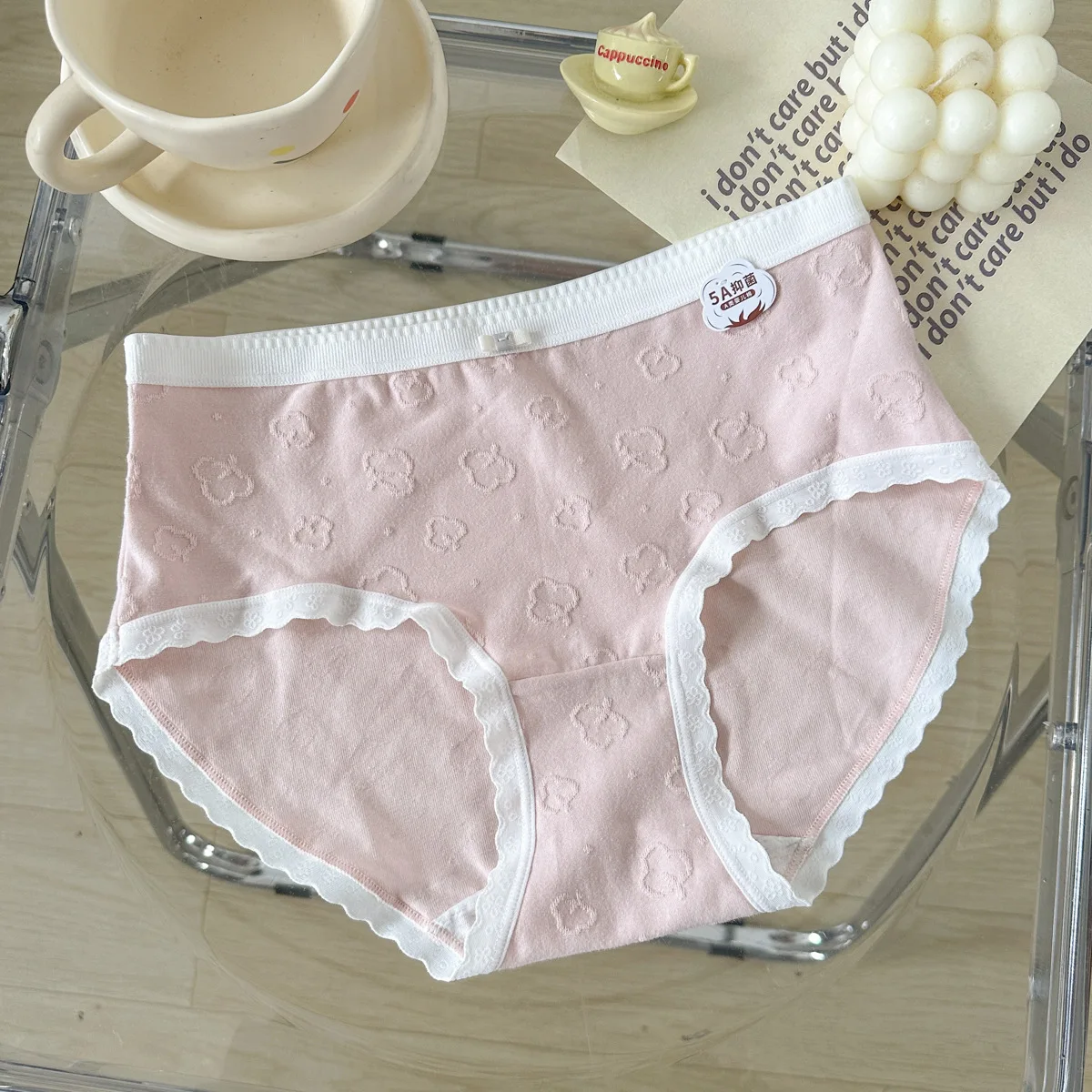 

Cloud Cream Full Pants 5A Skin-Friendly Cotton Jacquard Girl Panties Mid-waist Bag Hip Briefs Antibacterial