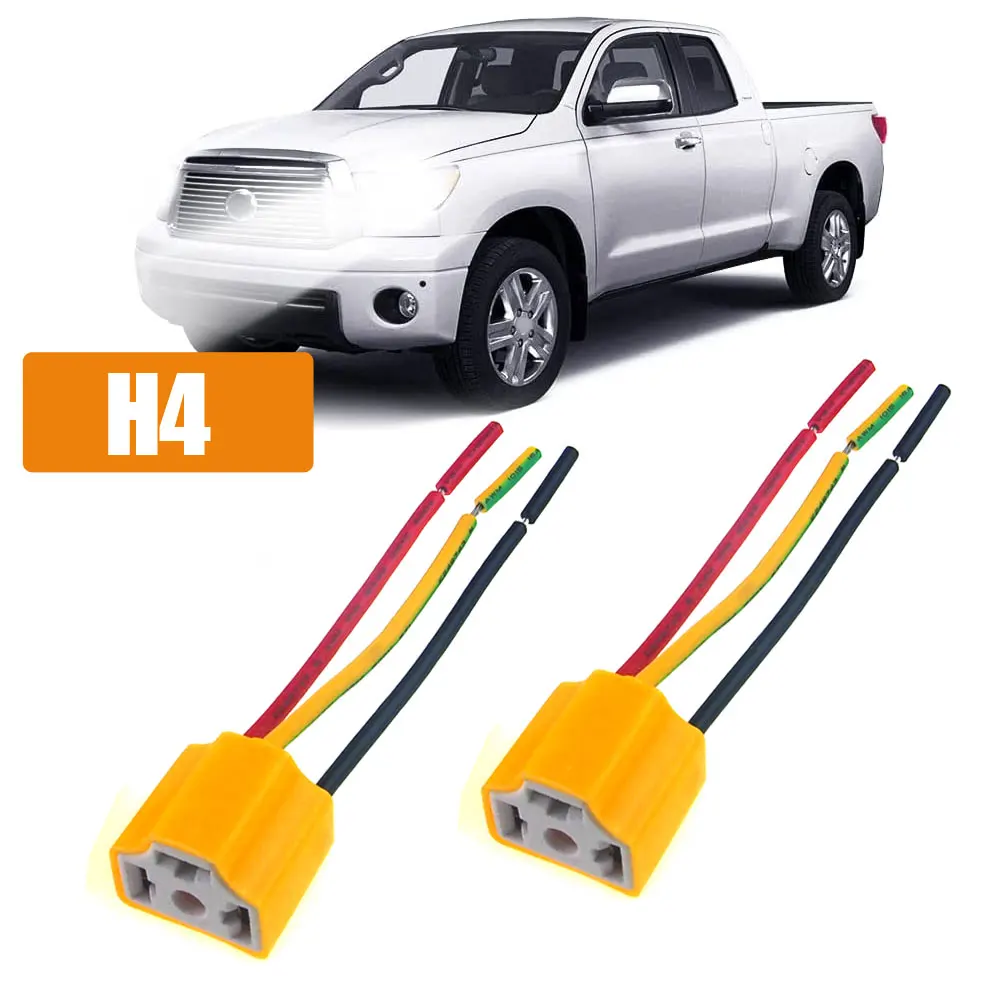 2Pcs Universal Car LED Headlight H4/HB2/9003 Ceramic Wire Harness Connector Sockets Plug Bulb Holder Car Lights Accessories