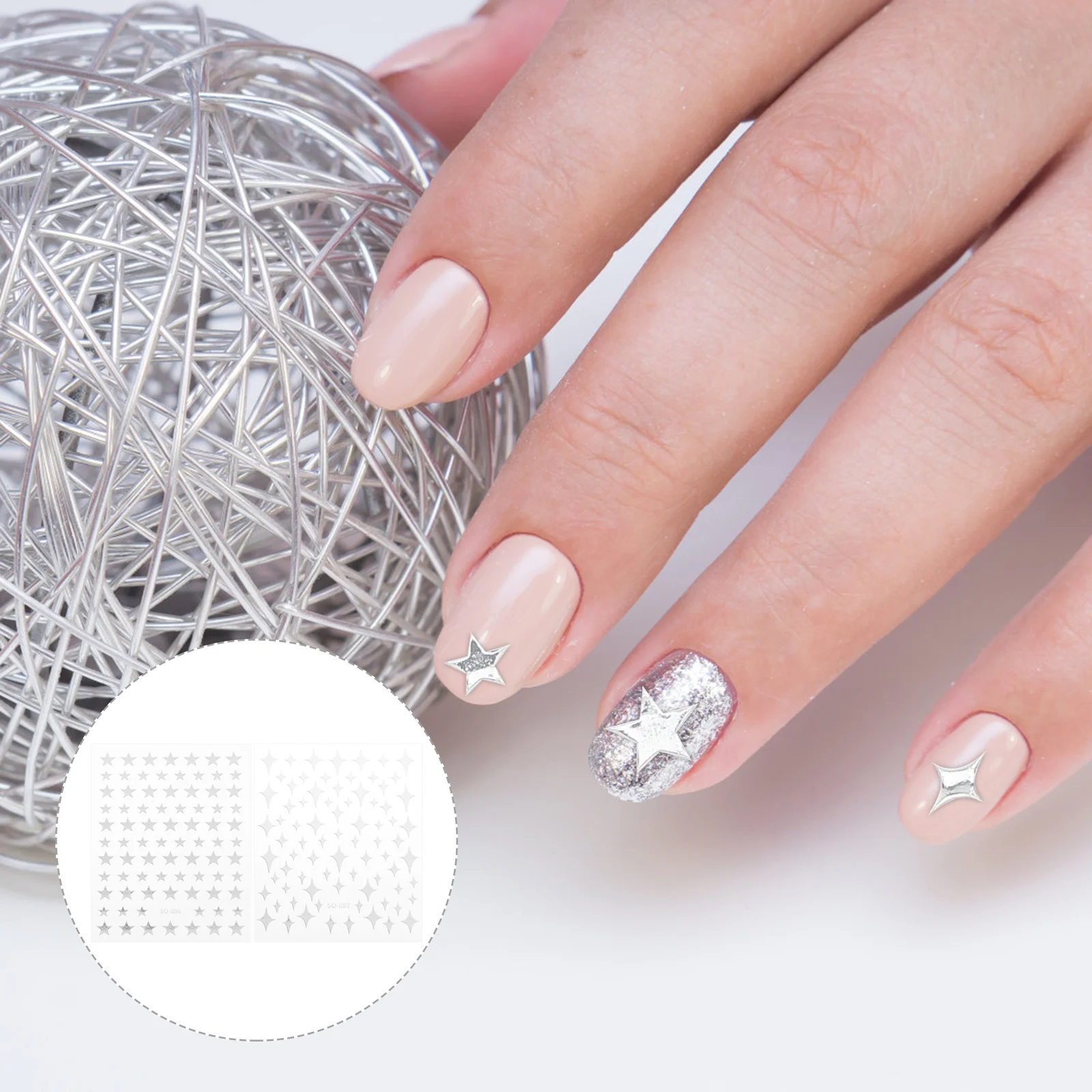 

8pcs Star Art Stickers Self-Adhesive Manicure Decals Diy Design Decor Nail Decals Nail Art Supply Manicure Stickers