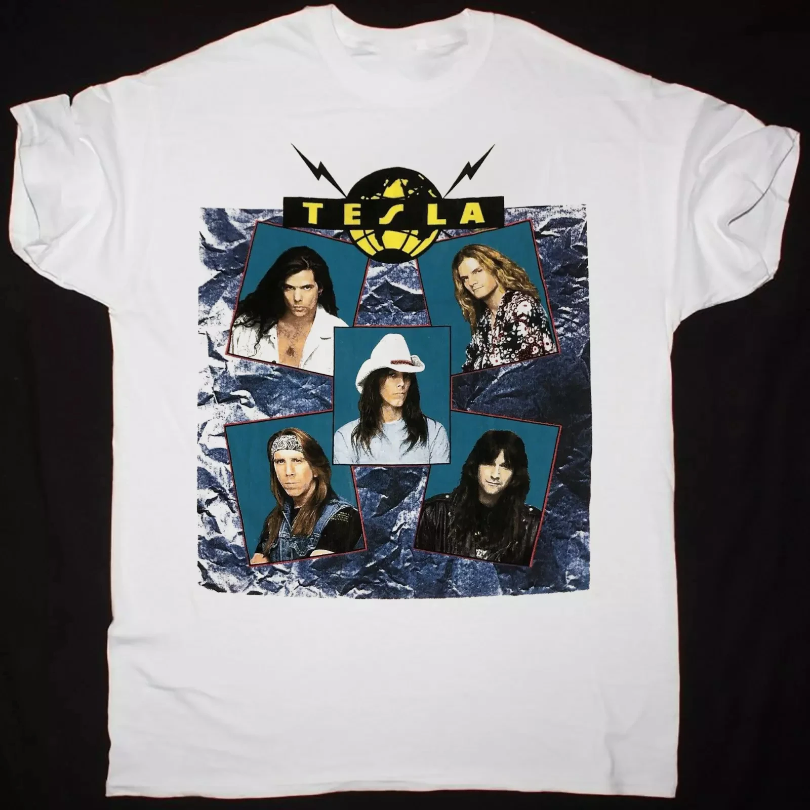 

Tesla Band Tour Concert Special Tee American Band Singer T-shirt Men Street Hip-hop Rock Short-sleeved Women Round-neck Top