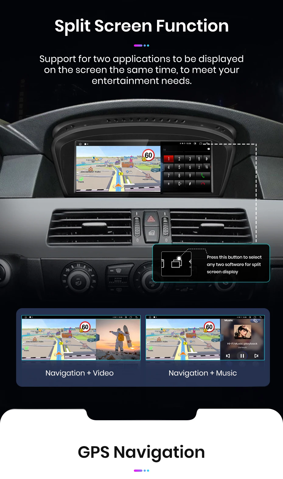 Junsun Carplay für Apple Autoradio Multimedia für BMW 5er E60 E61 E63 E64 für BMW 3er E90 E91 E92 E93 Android Auto – Detail 15