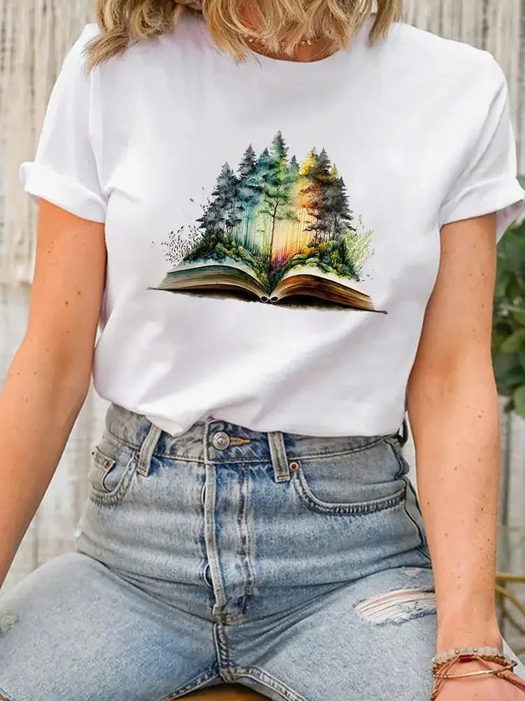 בגדים שרוול קצר בגדים אופנה הדפסה נשים-הצוואר בגדי הים טרנד צבע מים טרנד סגנון מים טרנד צבעי שיער