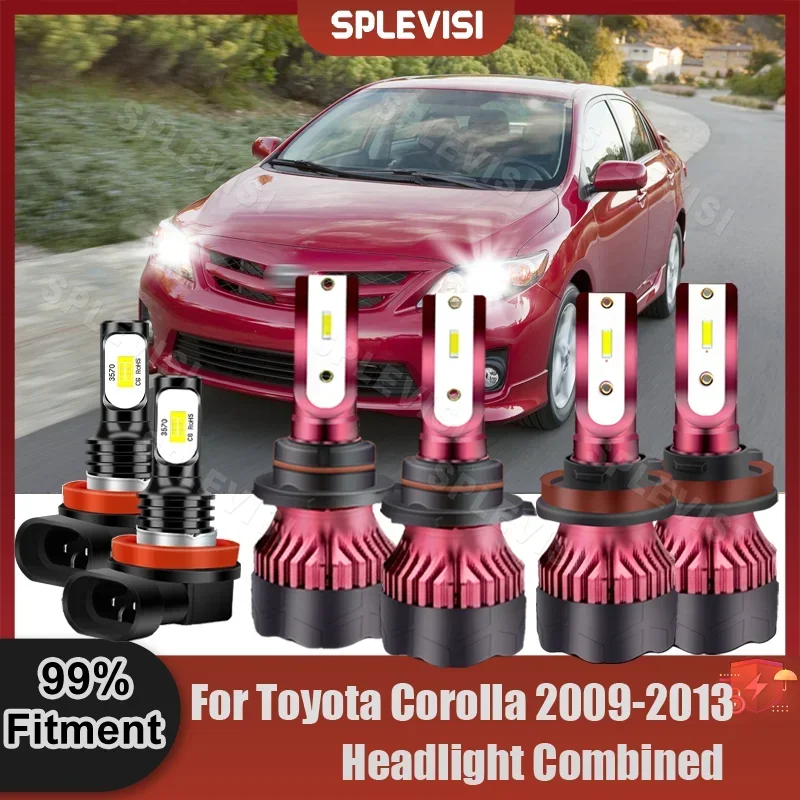 

LED Car Light High Low Beam Foglamp Bulbs Collocation Kit For Toyota Corolla 2009 2010 2011 2012 2013 6000K Pure White