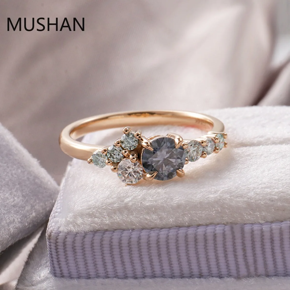 MUSHAN Luxury Custom 14K 18K Gold Rings Band Jewelry With Moissanite Diamond Lab Grown Gemstones Diamond Wedding Ring For Women view 4