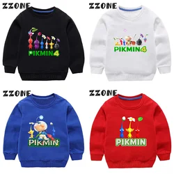 Hot Sale Kids Sweatshirts Video Game Pikmin 4 Print Cartoon Children Hoodies Funny Baby Pullover Outwear Tops Girls Boys Clothes