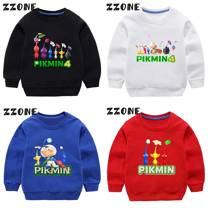 Hot Sale Kids Sweatshirts Video Game Pikmin 4 Print Cartoon Children Hoodies Funny Baby Pullover Outwear Tops Girls Boys Clothes