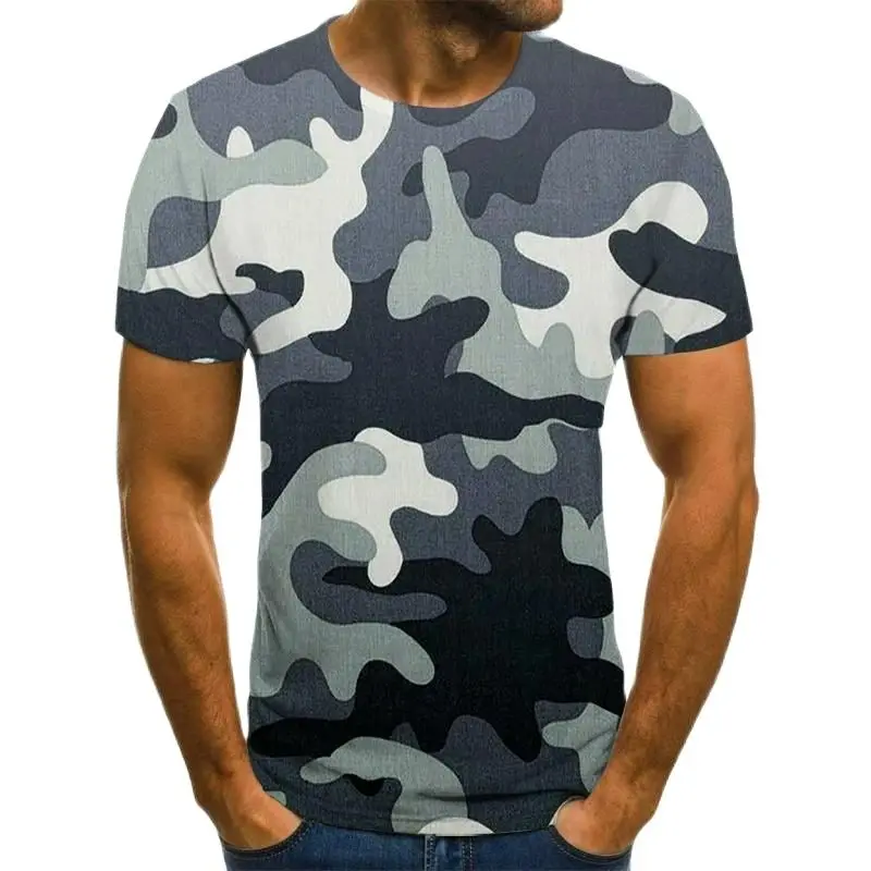 Marine Corps Field Camo Summer Vintage 3D Printed Men\'s Outdoor Sports Simple Tough Guy Style Round Neck Short Sleeve T-shirts