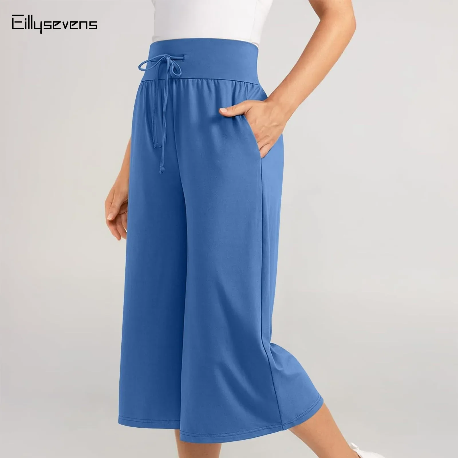 New Female Loose Pants Summer High Waist Loose And Versatile 7-point Trousers Fashion Women's Casual Comfort Half Length Pants