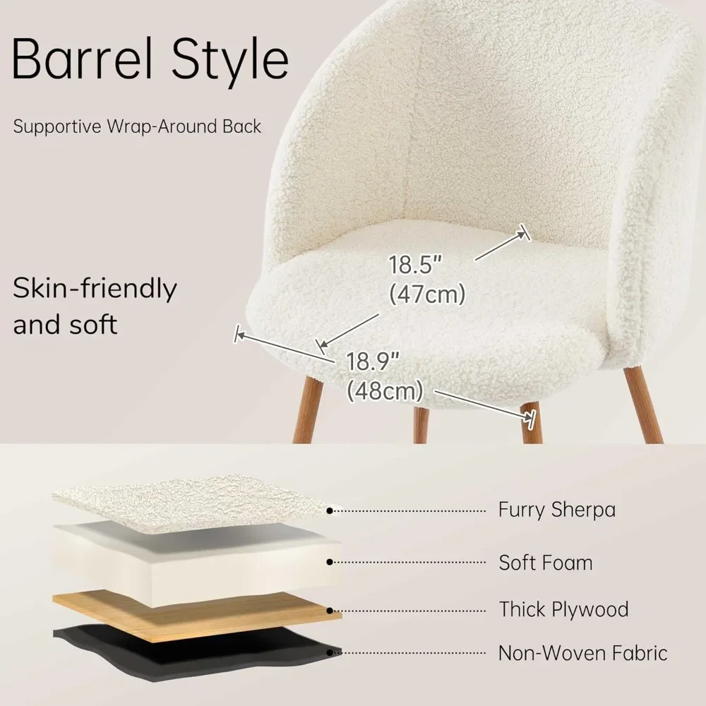 Conjunto de mesa de jantar redonda de 5 peças, tampo de mesa de MDF de 37 polegadas, conjunto de cadeiras de jantar branco de pele sintética com perna de metal de grão de madeira