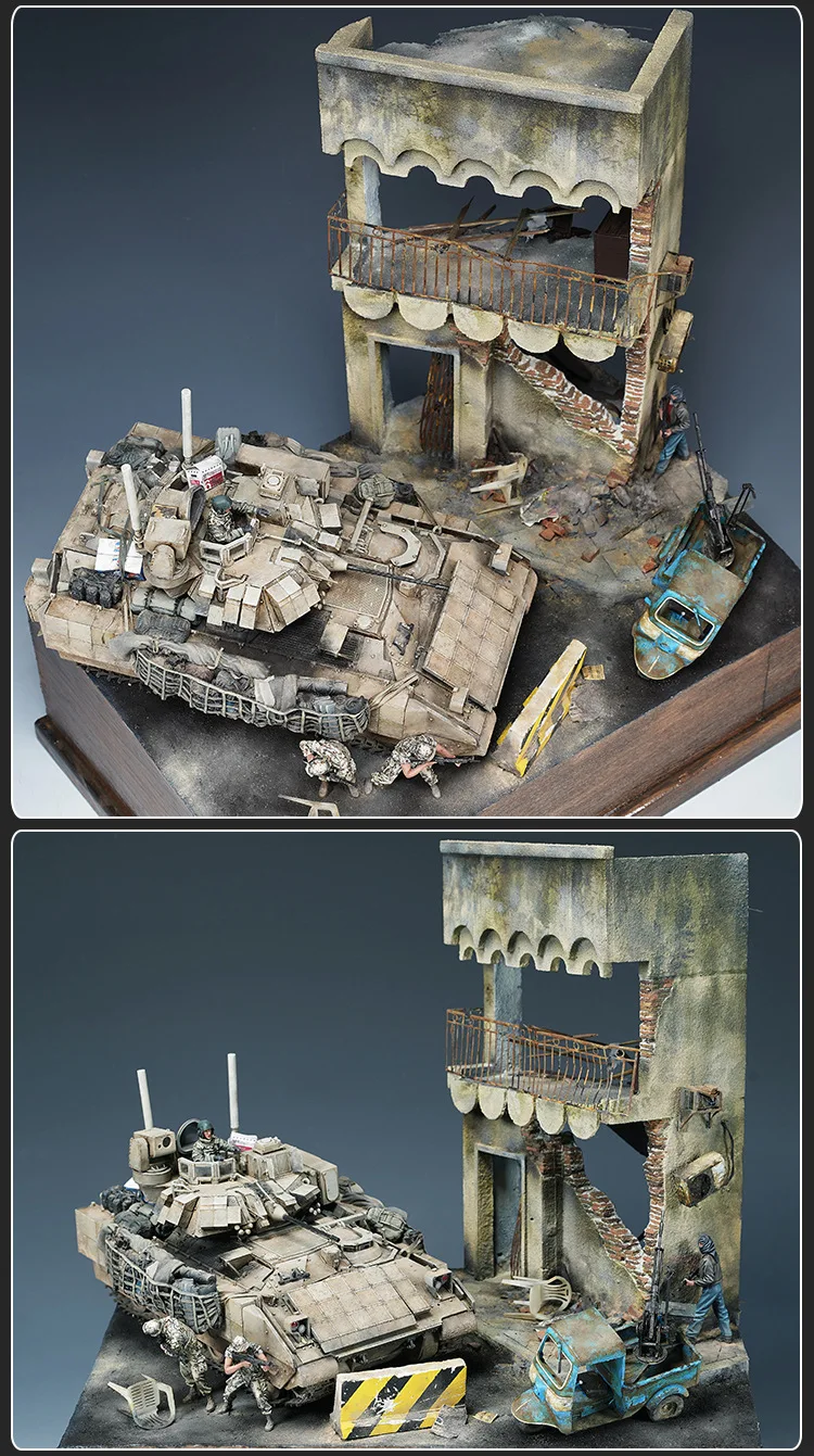 1/35 Model Scenario Suite DIY Handmade Materials Scenario Architecture Sandtable War Damaged Modern Buildings Hobby Making