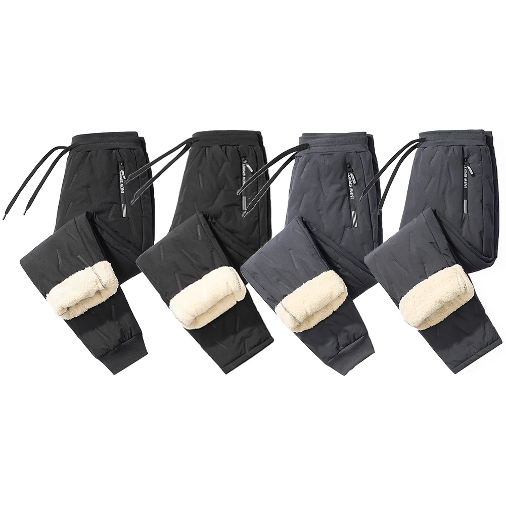 الرجال عادية سليم Sweatpants السراويل الترنك مقاوم للماء شتاء دافئ الصوف السراويل اليوغا Sweatpants الحرارية شيربا اصطف Sweatpants سميكة #5