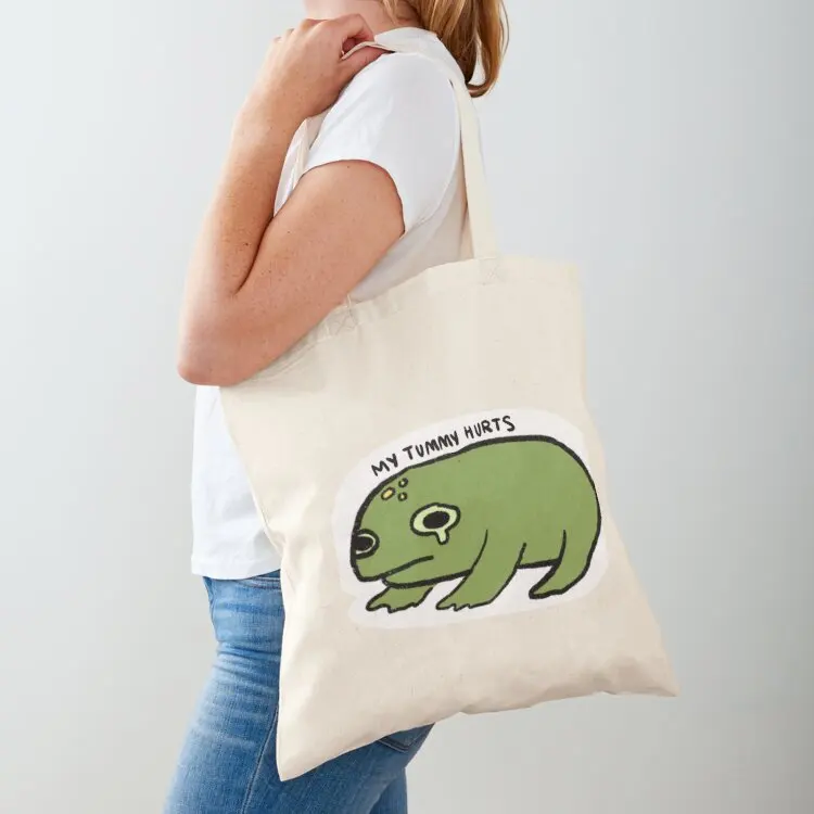 

my tummy hurts frog Tote Bag ecological bags Shopper women bag tote bag men