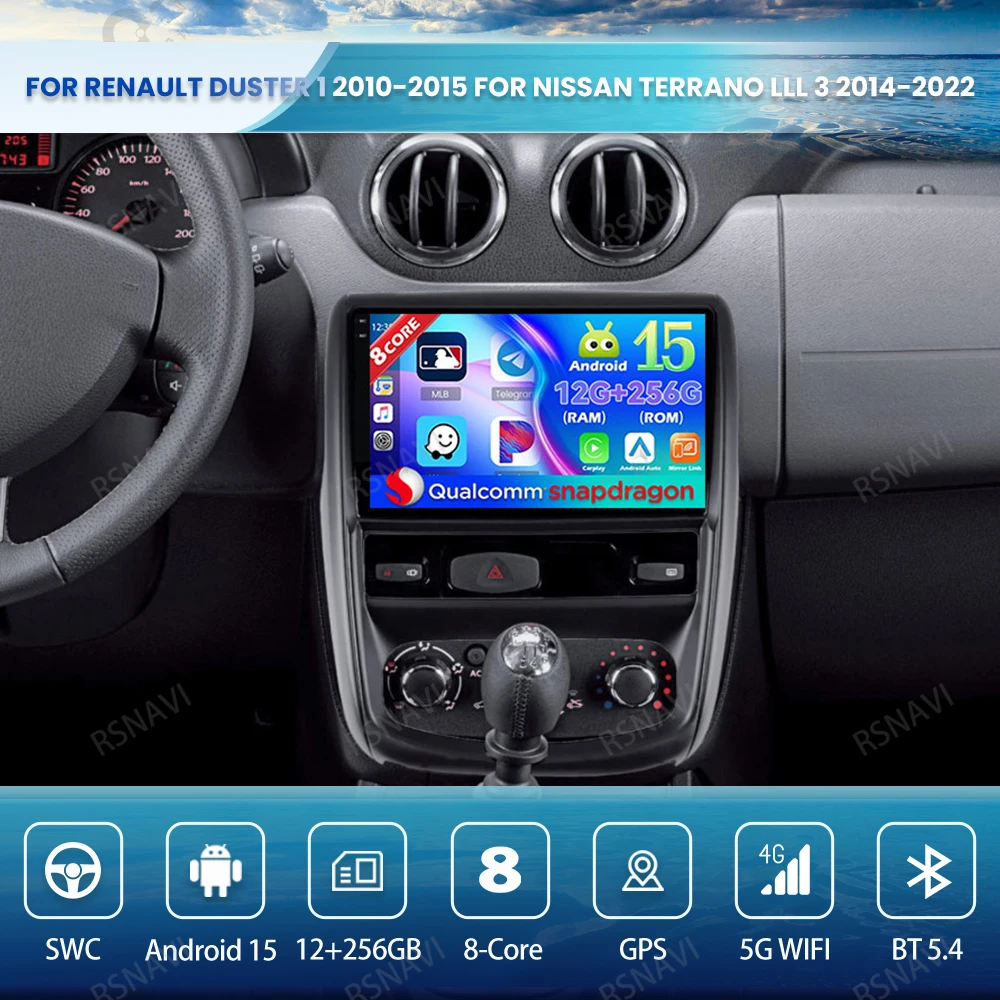 

Android 15 Car Radio For Renault Duster 1 2010-2015 For Nissan Terrano Lll 3 2014-2022 5G WIFI Stereo Head Unit Qualcomm GPS DSP