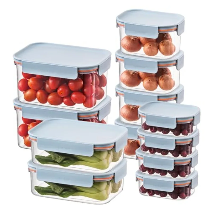 

Modular Plus food storage container set for kitchen use, BPA-free plastic, mint color, stackable and safe for microwave, dishwa
