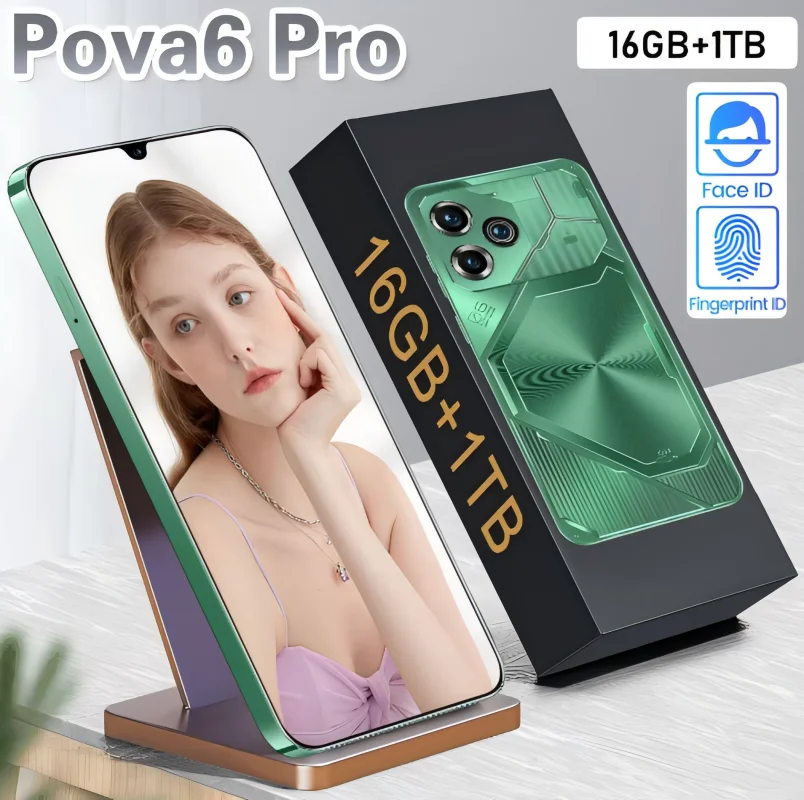 ATL-Pova6 Pro, teléfono inteligente 5G Global, 16GB + 1TB de memoria, pantalla HD de 7,3 pulgadas, 8000mAh, Android 14