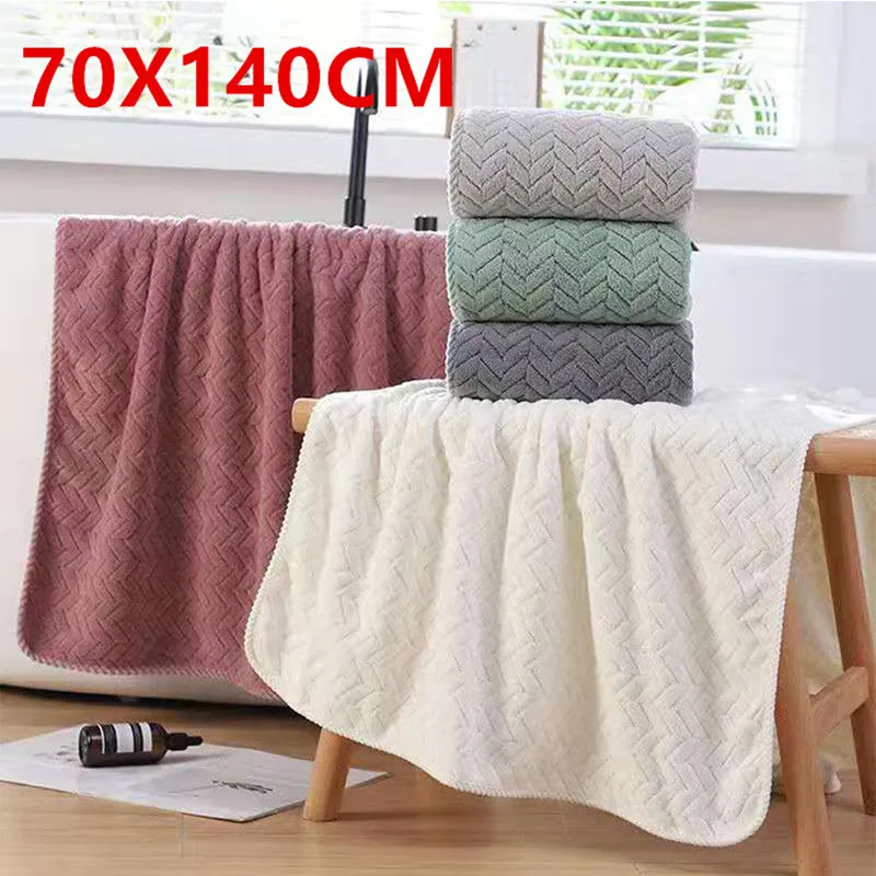 Thickened and enlarged bath towel, coral velvet wheat ear couple beach towel, multifunctional towel, beauty salon bath towel