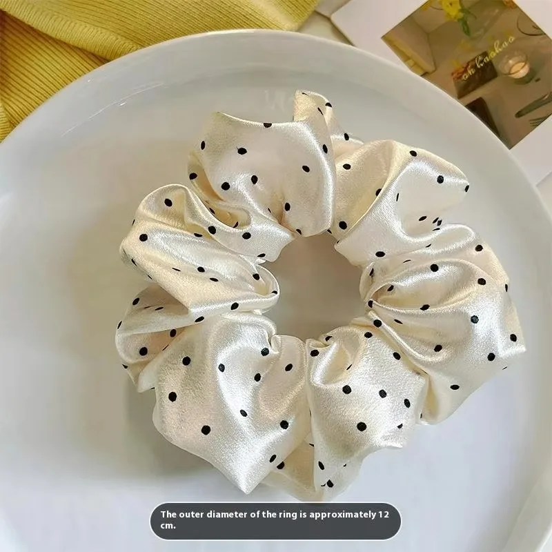 Polka Dot 12cm Scrunchie (White)
