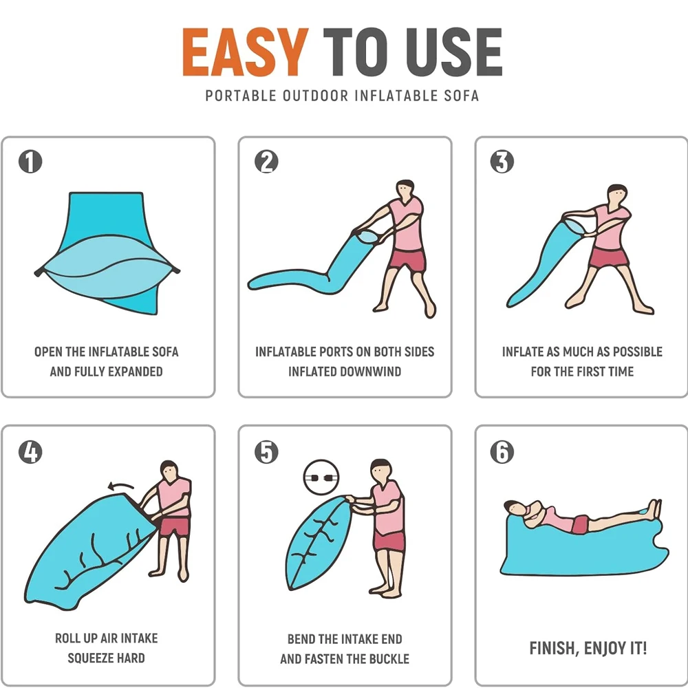 1 Piece Outdoor Fast Inflatable Air Sofa Bed Quality Sleeping Bag Inflatable Airbag Lazy Bag Beach Sofa image 6