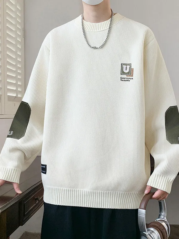 

Мужской утепленный свитер с круглым вырезом и флисовой подкладкой, осенне-зимний теплый вязаный свитер для подростков и студентов