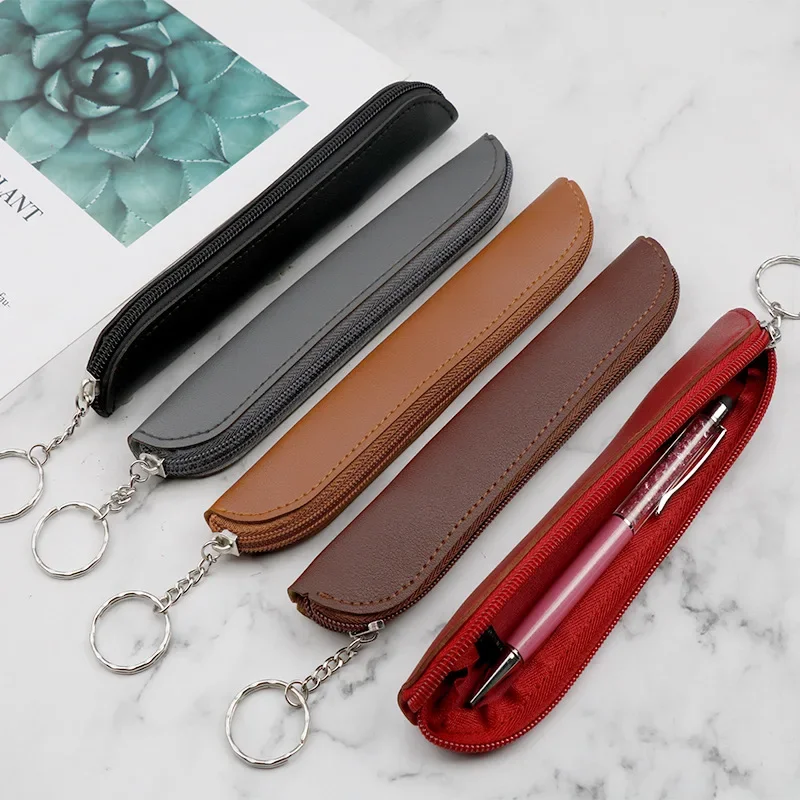 Creative Portable Pen Bag Retro Style Minimalist Tablet Stylus Protective Case PU Pencil Bag Zipper Pen Case