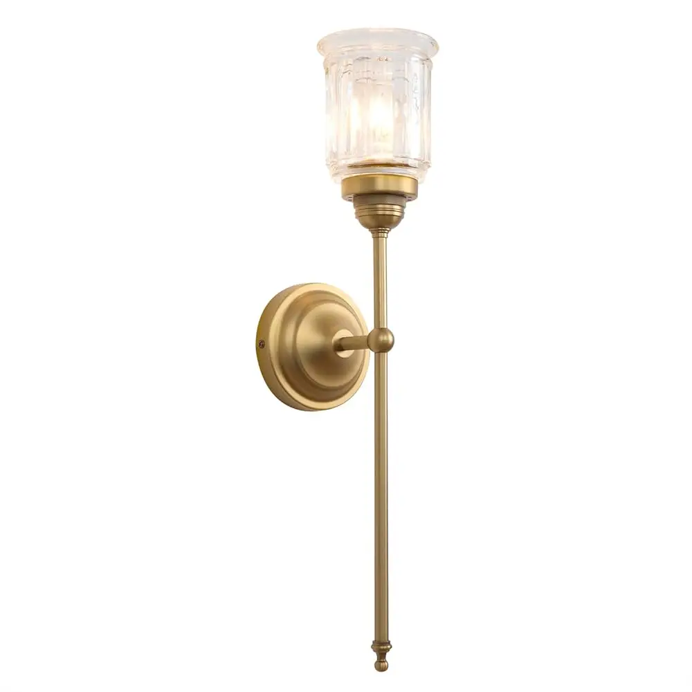 

Vintage Sconces Wall Lighting With Clear Fringe Glass Lampshade, 1-Light Indoor Wall Mounted Fixture With Long Arm For Living