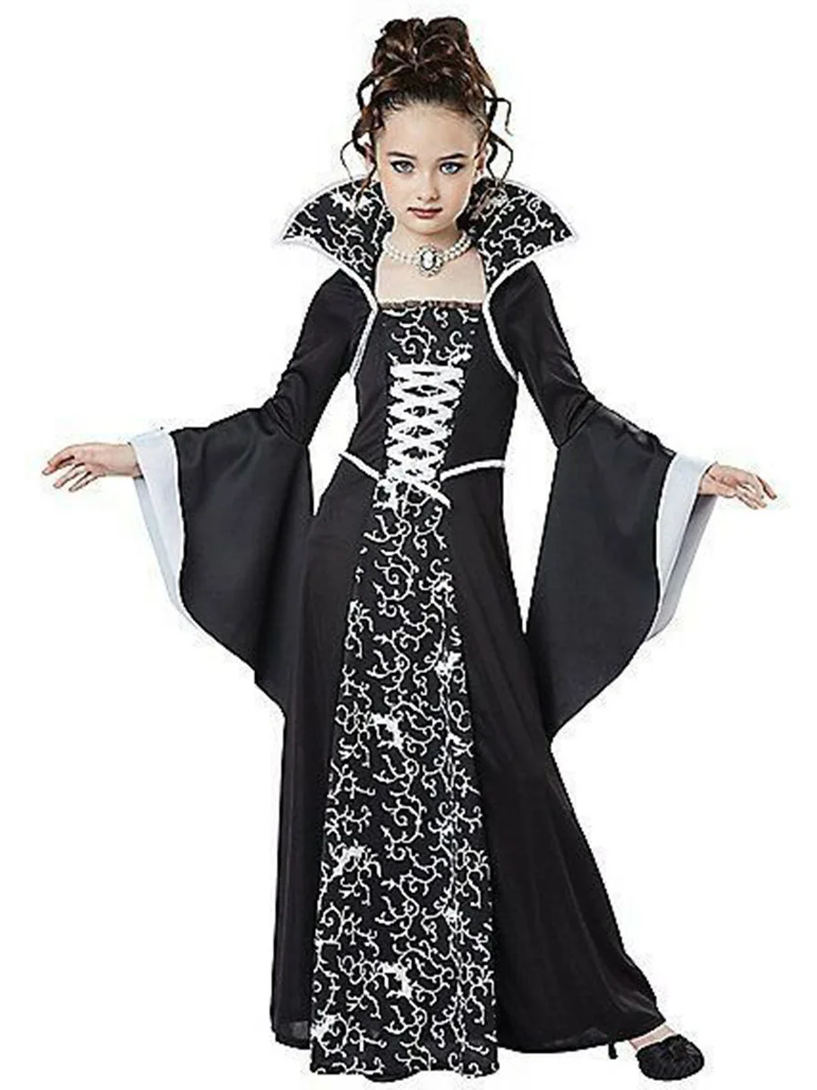 Costume d'Halloween Vintage pour Bol, Robe de Cosplay de Carnaval de Sorcière Vampire, Vêtements de Performance Médiévaux pour Enfants, pour ix