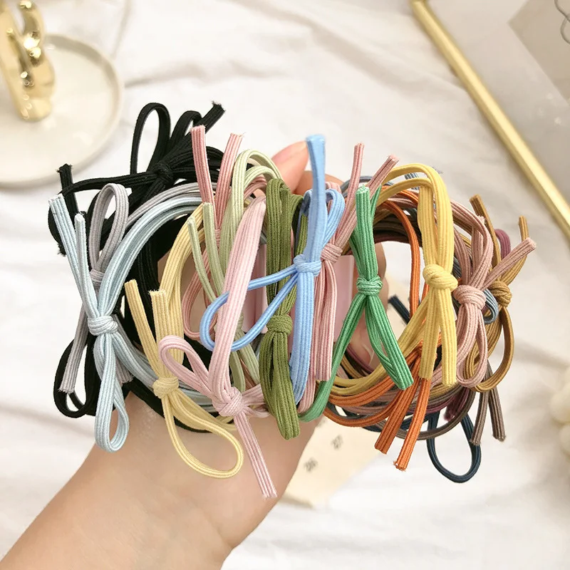 Colorful Sweet Women Head Hair Rope Solid Rubber Bands Scrunchies Elastic Hair Bands Girls Simple Ponytail Holder Ties Headwear