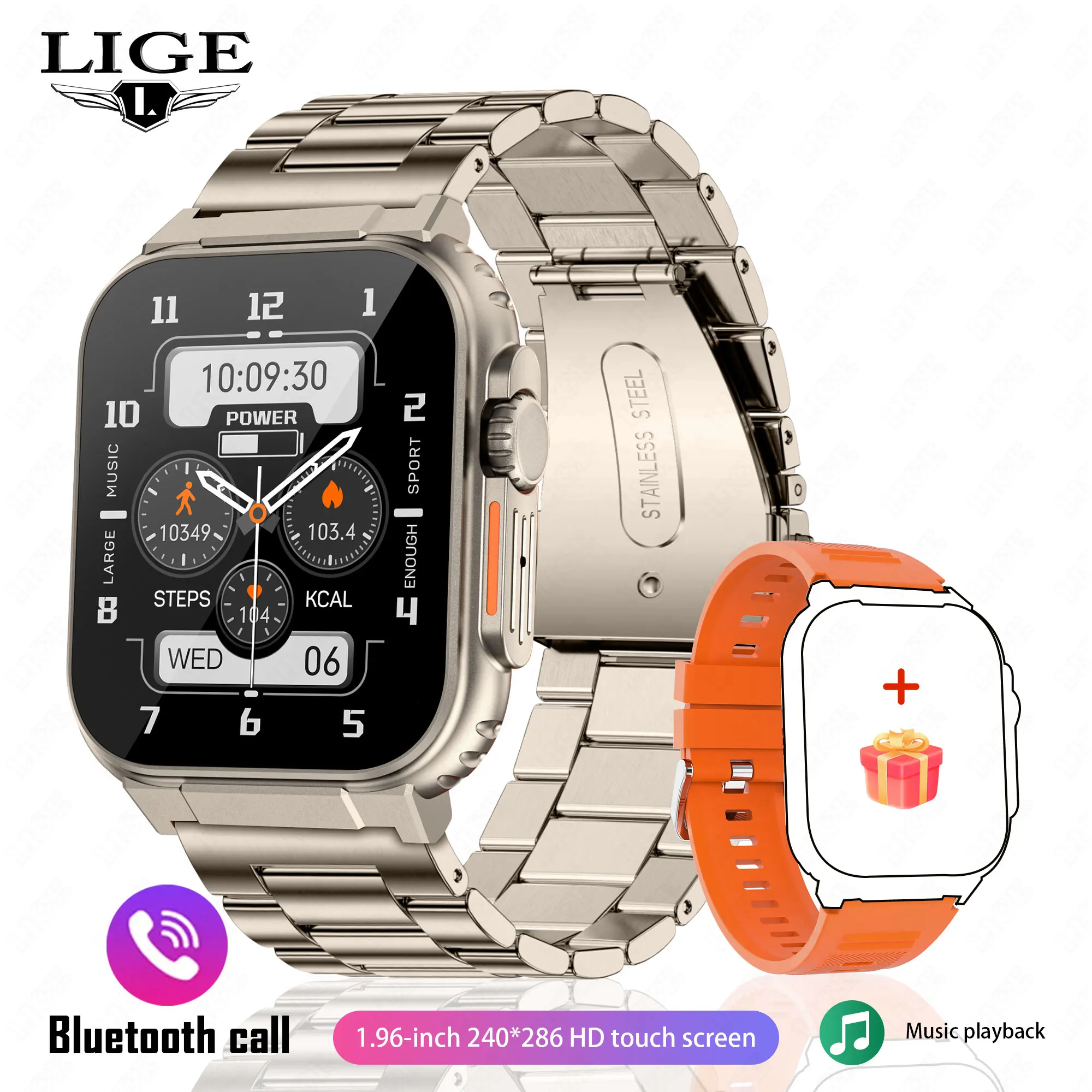 LIGE 600mAh Neue Smartwatch für Männer Outdoor-Sport Fitness-Armband Blutdruckmessgerät IP68 Wasserdicht Herren-Smartwatch für Android