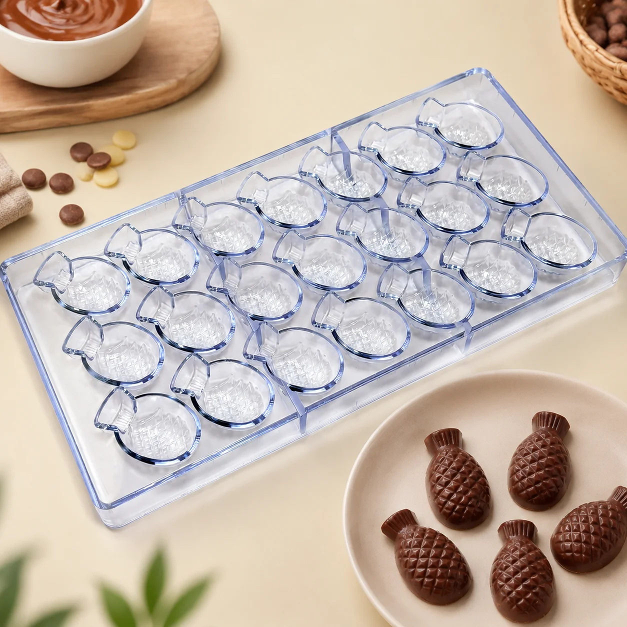 Polycarbonat-Ananasform für Schokolade, Anfängerfreundliche Bonbonform für Hausgemachtes Backen & Konditorei