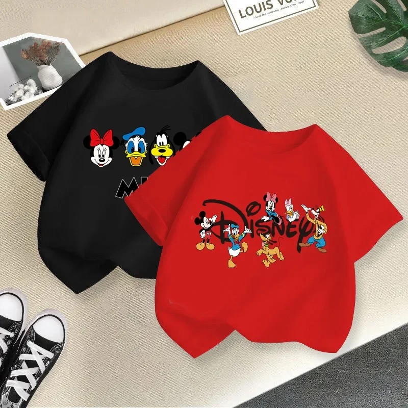 Summer Kids Cartoon Spring Cotton T-shirt 2023 Boy Girl Baby Print Minnie Donald Duck Mickey Mouse Cute Clothes T-shirt