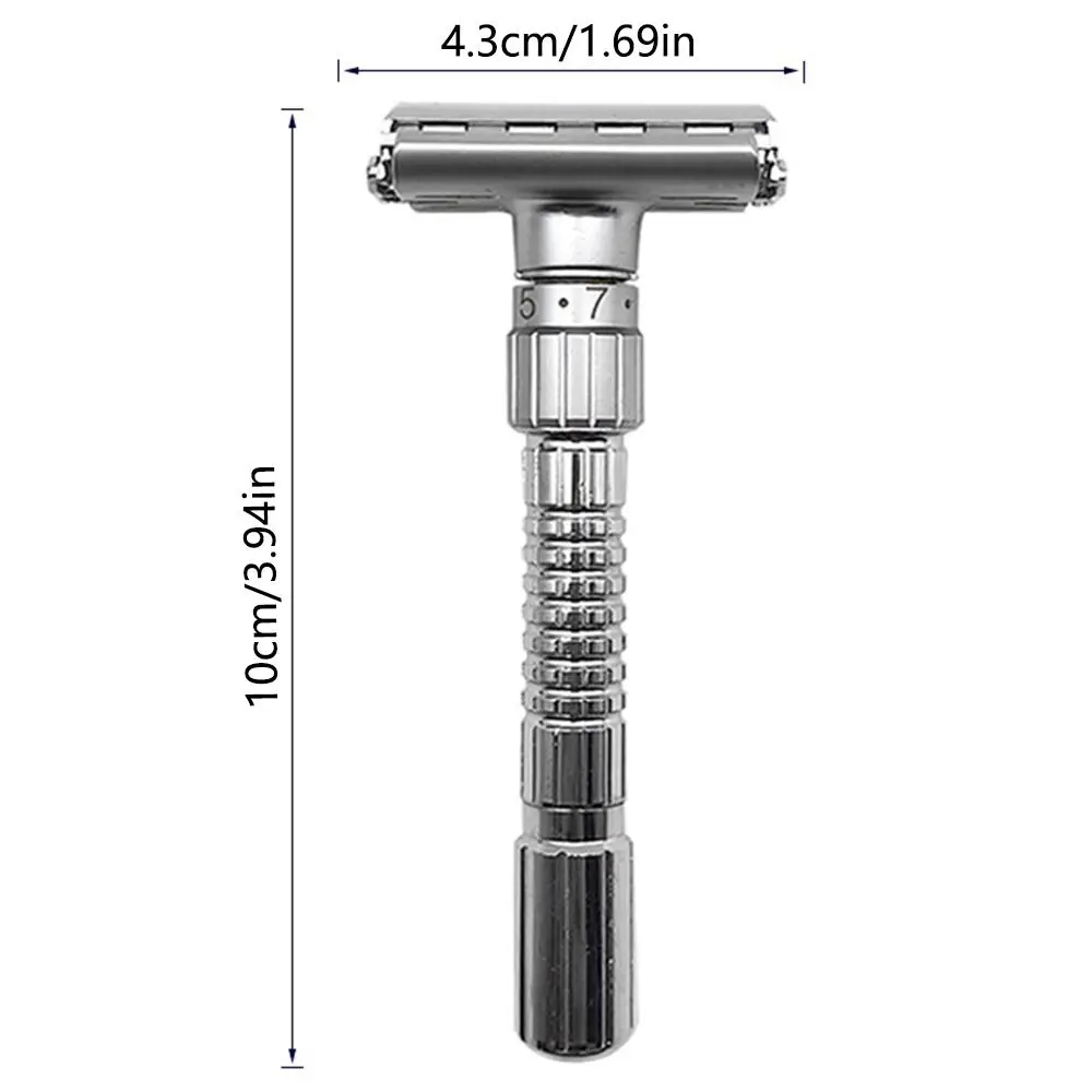 Maquinilla de afeitar de doble filo para hombre, 5 cuchillas, mango largo, caja de almacenamiento Manual, herramienta de afeitado tradicional a prueba de óxido