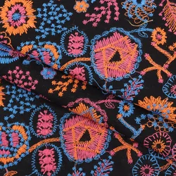 Autumn Colorful Series Cotton Linen Embroidered Fabric Dress Bag Cushion Cover Decorative Sewing Fabric