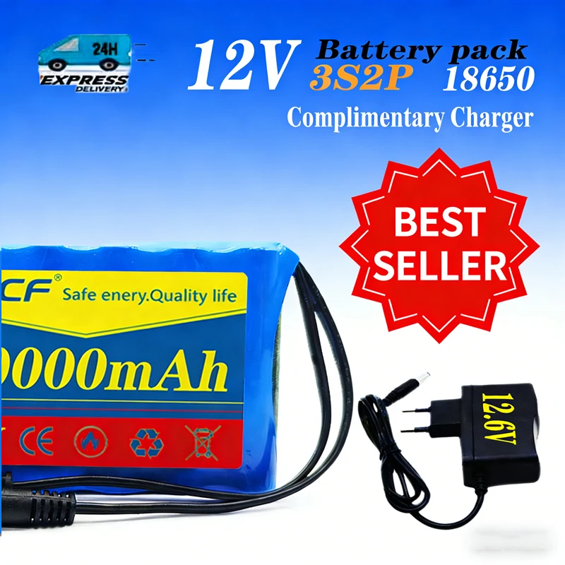 

New 3S2P Protection Plate12V 50Ah Battery Pack 12V 5000mAh 18650 Lithium ion DC 12.6V Super Rechargeable Battery + Charger