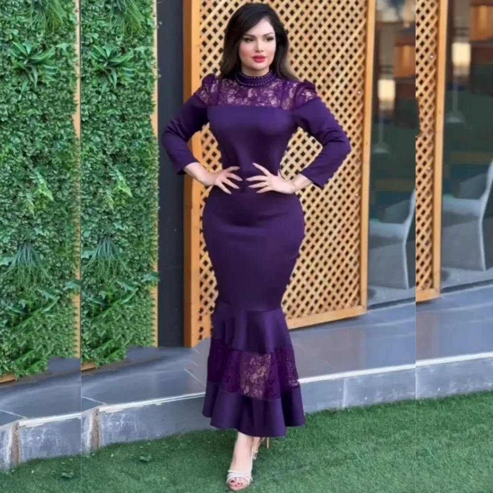 

Элегантные изысканные трикотажные плиссированные платья миди с высоким воротником по индивидуальному заказу, классические сложности