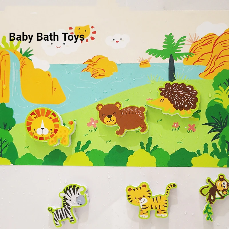 Baby Bath Puzzles Foam Floating Toy Animal Shape Water Play Toys Early Educational Toys Cognitive Scenes jigsaw DIY Sticker Toy