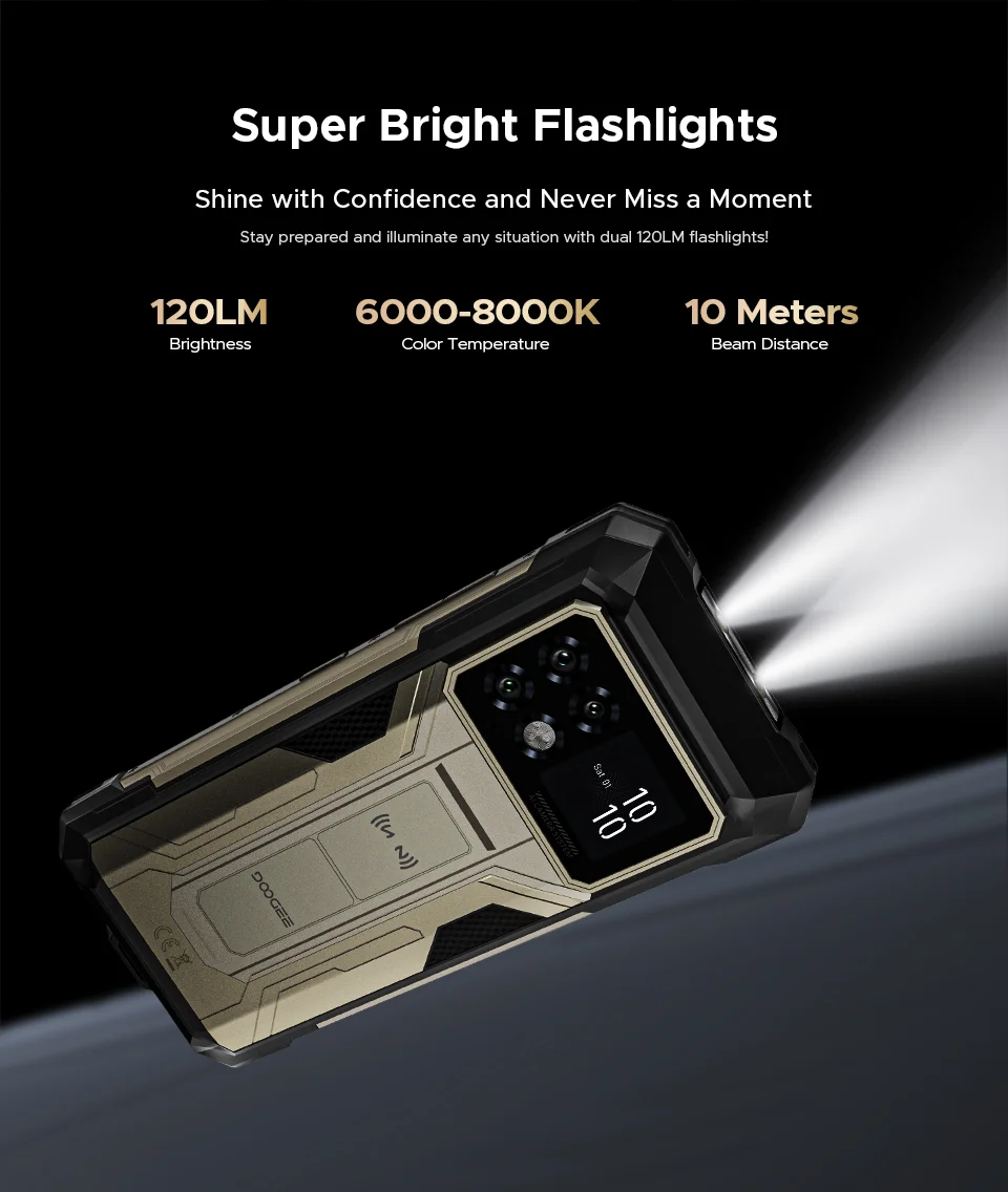 Global Version DOOGEE S200 Max Rugged Phone 16GB 512GB 22000mAh Battery 66W 1.32" Rear Display 6.72” 120Hz Dimensity 7050 NFC