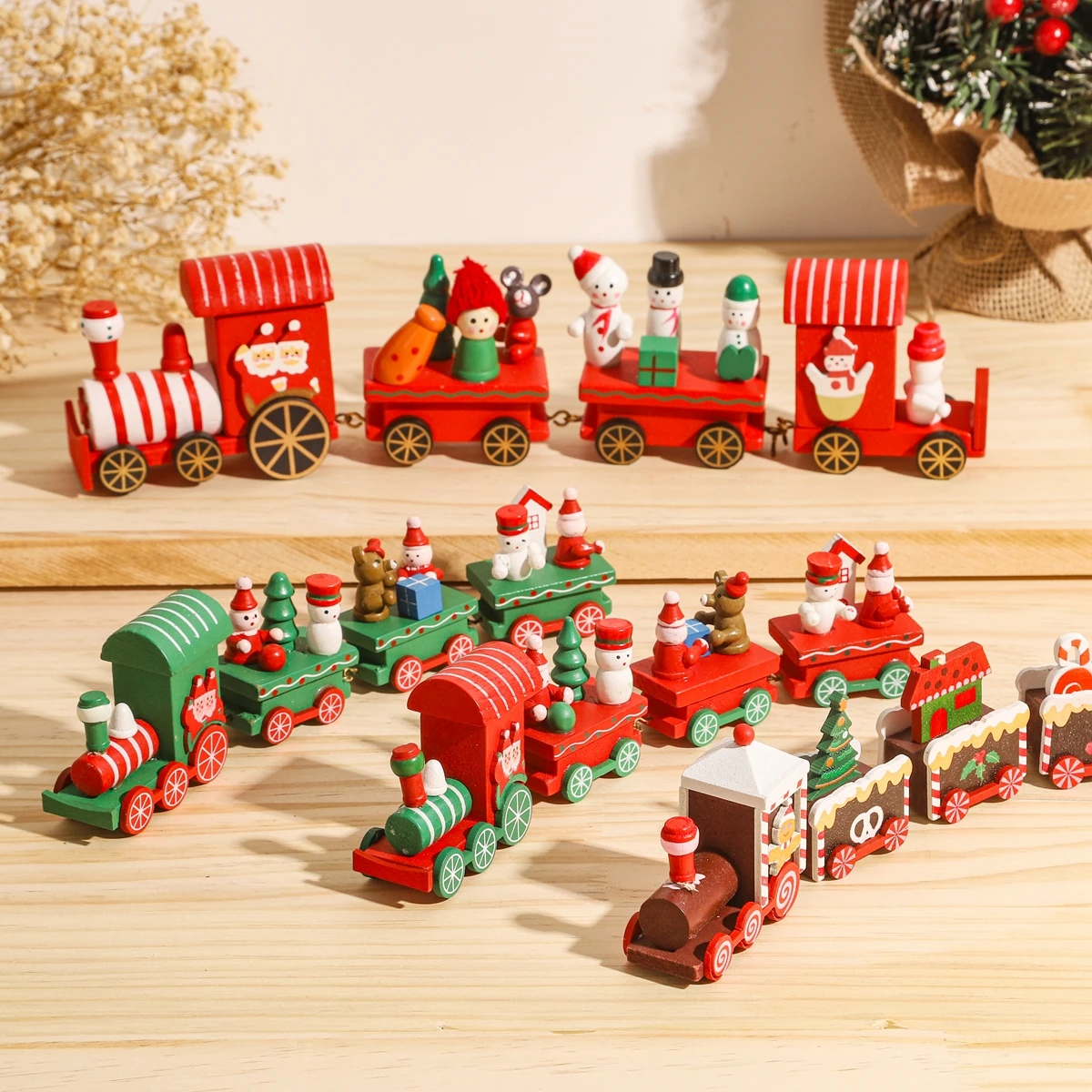 Treno di natale in legno decorazioni di buon natale per la casa regalo per bambini felice anno nuovo 2024 ornamento natale Navidad Noel