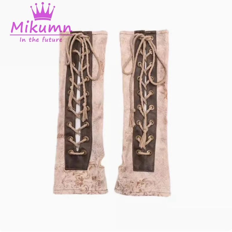 Mikumn Steampunk Vintage Tie dyed Print Lace-up Glove Cosplay Chic Streetwear