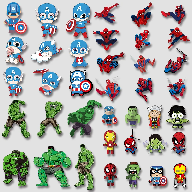 Marvel Spiderman Hulk Avengers Heat Transfer Stickers Patches for Clothing Men Kids DIY T-shirt Hoodies Accessory Custom Decor