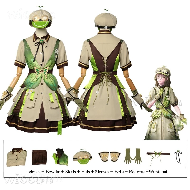 女性のためのインフィニティニッキコスプレ衣装,森の羽ばたきグリーンスーツ,ロリータスカート,レトロなドレスセット,女の子のための衣装,ハロウィーンゲーム