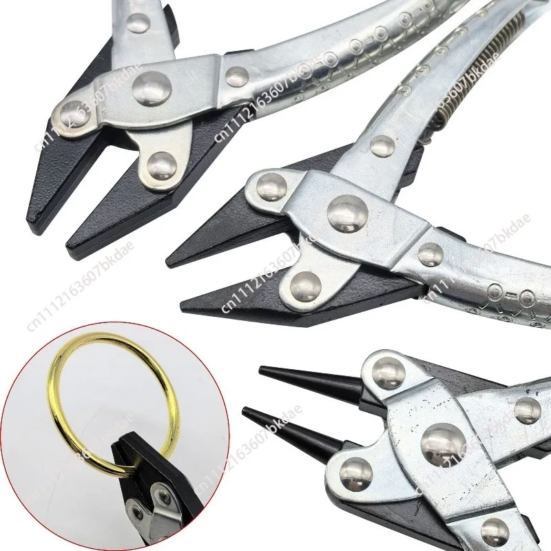 Pointed mouth flat mouth with spring jewelry metalworking round jaw non-slip clamping hardware