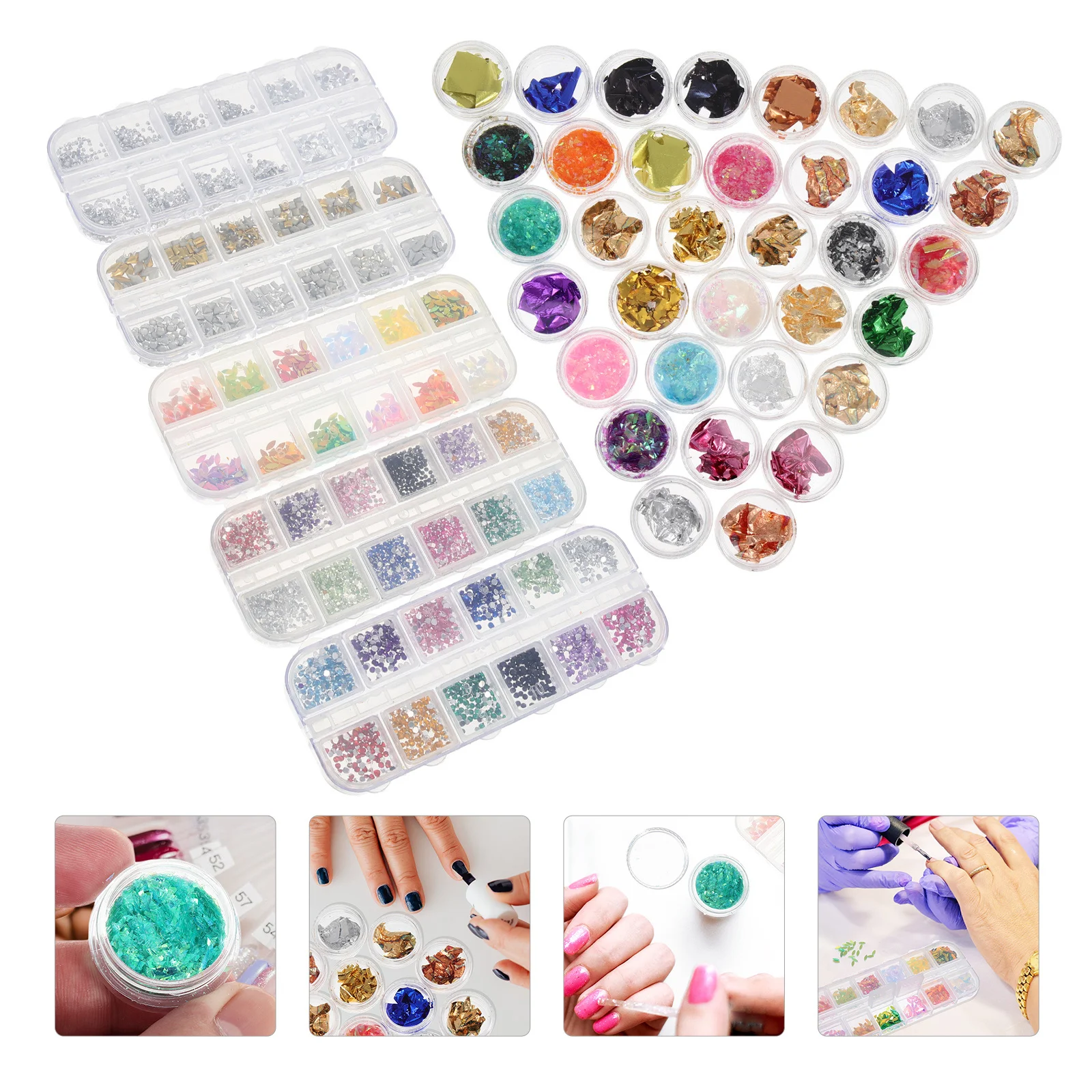 

1Set Colorful Foil Paper Nail Art Decorations Portable Creative Design Easy to Use for Natural and Artificial Nails Rhinestone