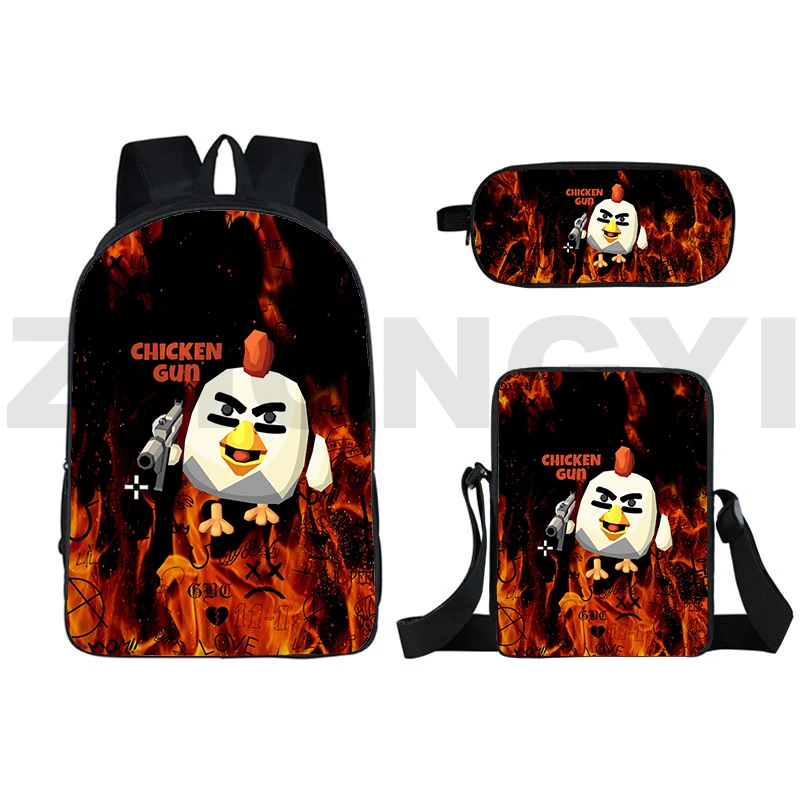 3D Print Chicken Gun Backpack Men Laptop Mochila 16 Inch Fashion Style School Bags Top Quality Canvas Chicken Gun Shoulder Bag