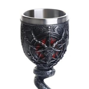 Baphomet Thép bằng thép không gỉ, cốc nhựa đệm, ly cocktail sừng, ly rượu whisky, đồ uống quán rượu, thả vận chuyển, 200ml 12 Cúp rượu kim loại bán hàng chính - 5