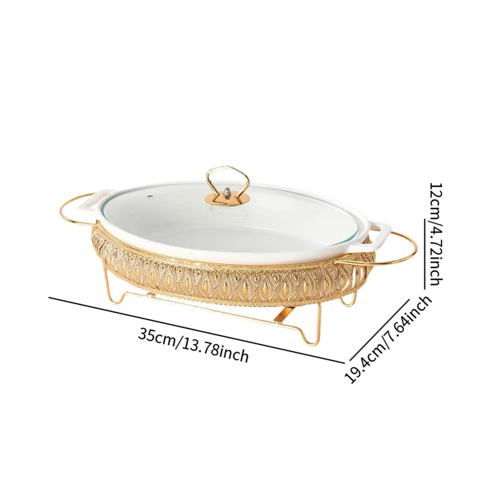 Chafing Dish Auflaufform Oval mit Ständer Buffet Server Wärmtablett Lebensmitteltablett mit Deckel Lasagne Pfanne Suppenterrine Backform