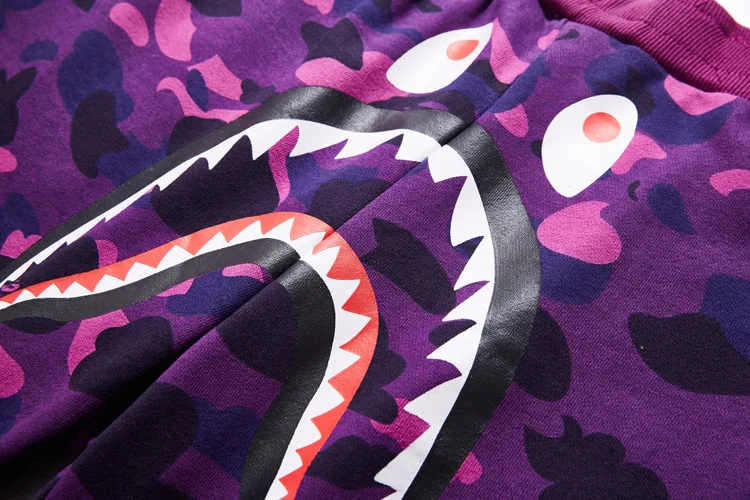 BAPE New shark shorts for men and women camouflage casual Japanese style shorts