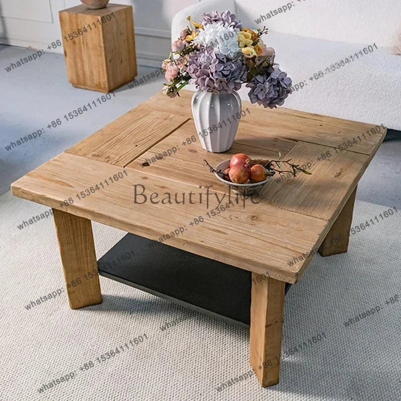 الخشب الصلب في الهواء الطلق موقد الشاي شرفة طاولة شاي مربع التدفئة الجدول النار طاولة القهوة متعددة الأغراض #2